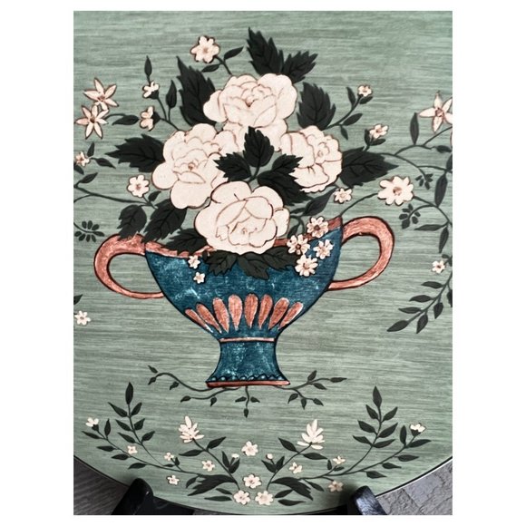 Vtg Sakura WARREN KIMBLE "Brandon Rose" Stoneware TRIVET White Roses in Vase - Picture 2 of 7